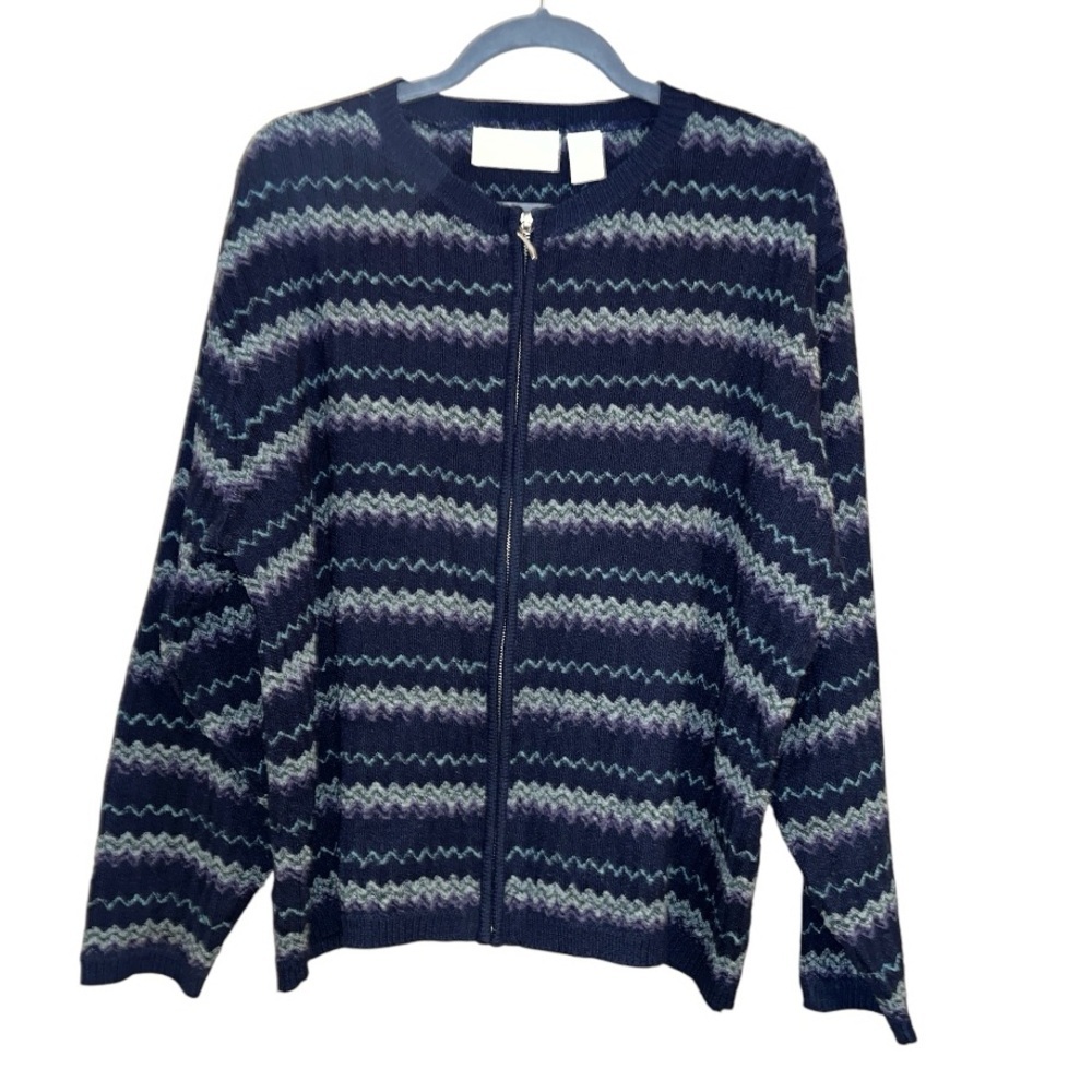 Elisabeth by Liz Claiborne vintage wool sweater full zip blue winter size 2